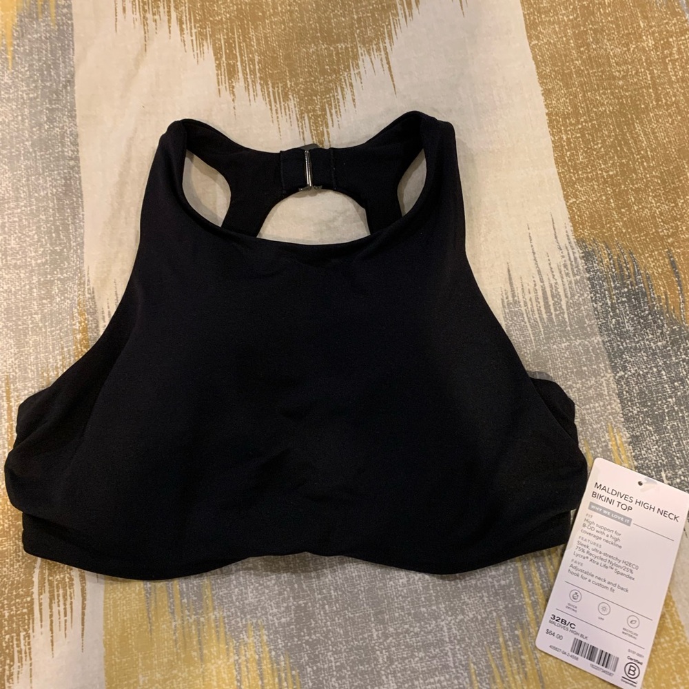 Athleta Maldives High Neck Black Bikini Top